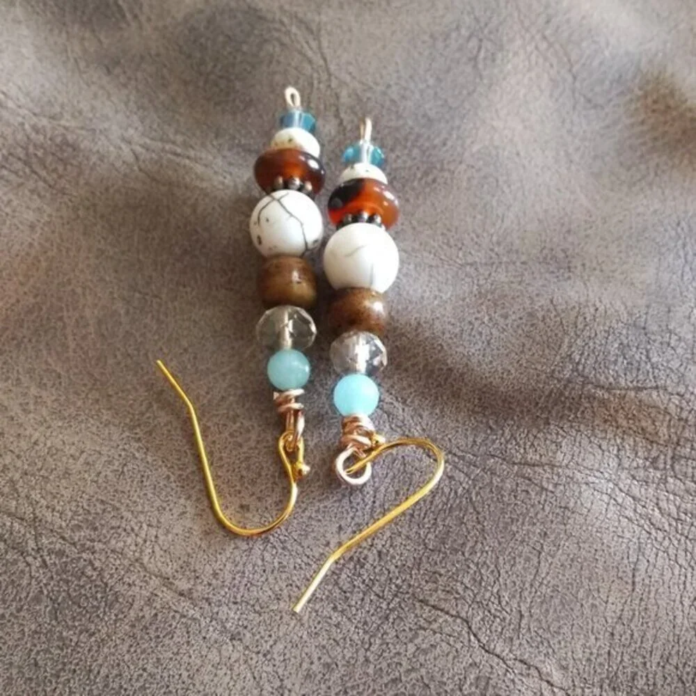 Handmade: Stack Earrings! Beaded Semi-Precious Stones ~ Each Pair is different!